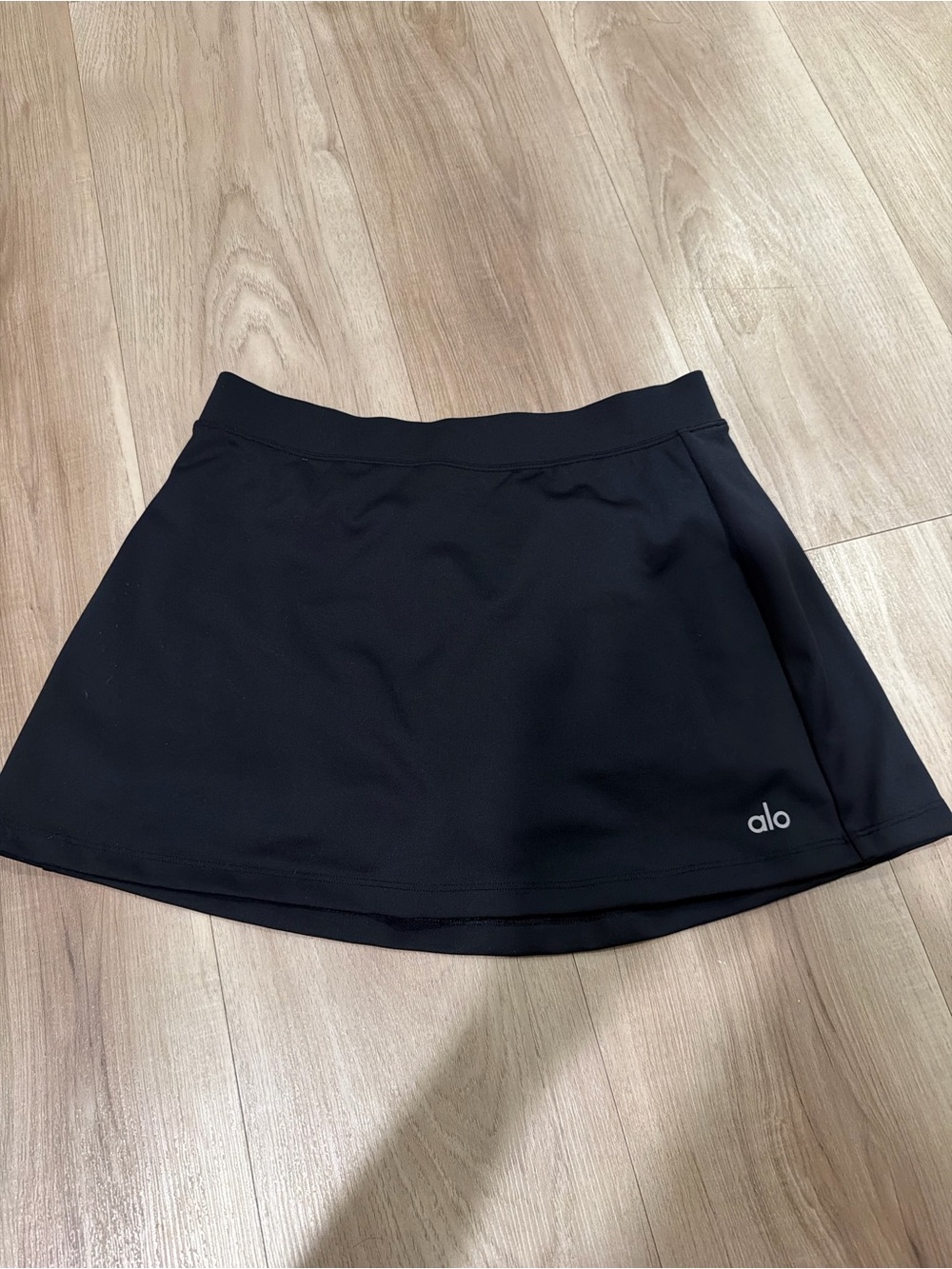ALO Yoga Black Circle Skirt with Subtle Logo